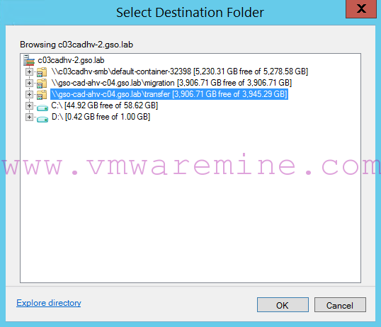 new file share storage is visible in Migrate Storage SCVMM wizard